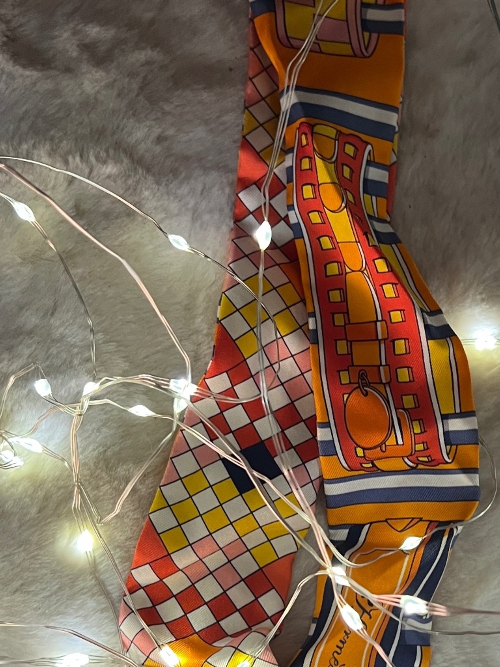 HERMES SILK COLLIERS ET CHIENS TWILLY ORANGE / GRIS BLEUTE - Picture 8 of 12